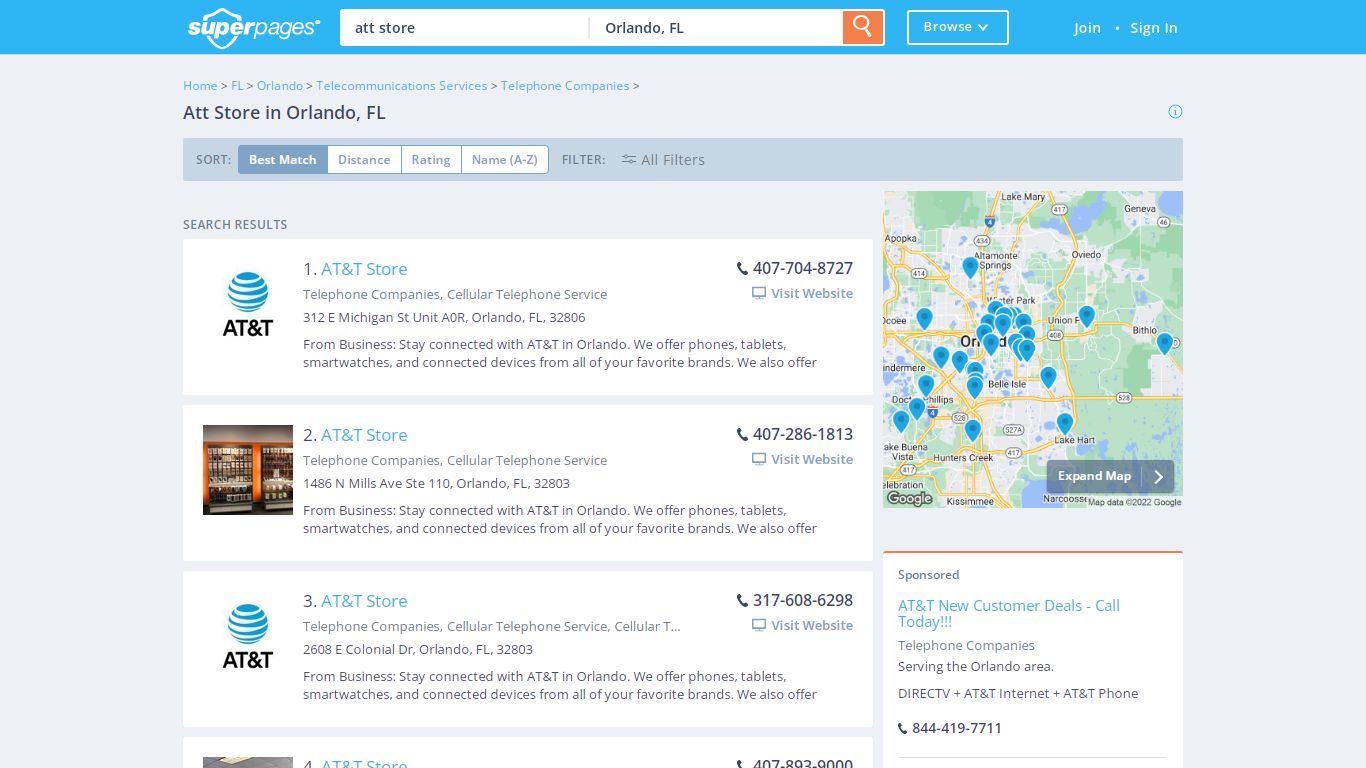 Att Store Locations Near Orlando, FL-Cellular Telephone Service ...