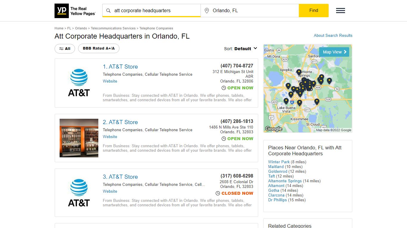 Att Corporate Headquarters in Orlando, FL - Yellow Pages